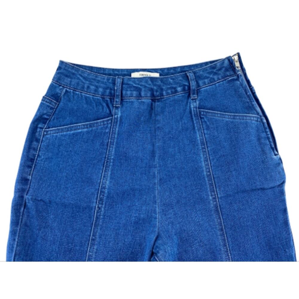 Forever 21 Blue Flare Jeans Womens 27 High Rise Side Zip Stretch Denim Pants - Picture 5 of 5